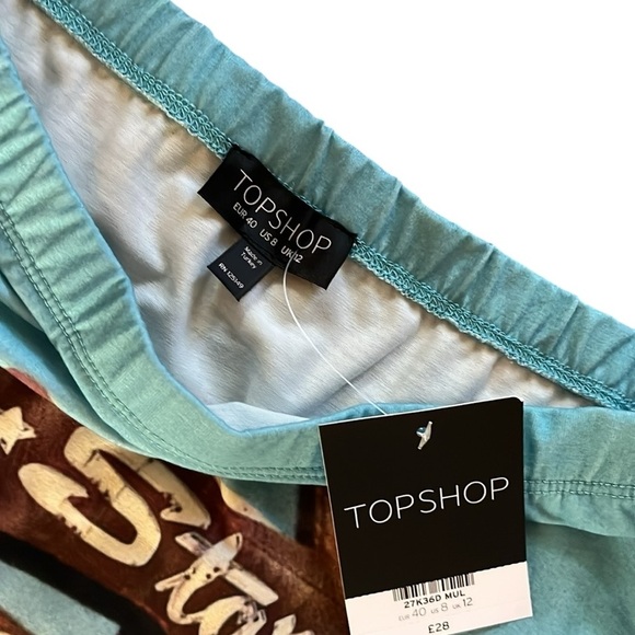 NWT Topshop Multicolor Retro Motel Pencil Skirt Size 8 - Picture 3 of 4